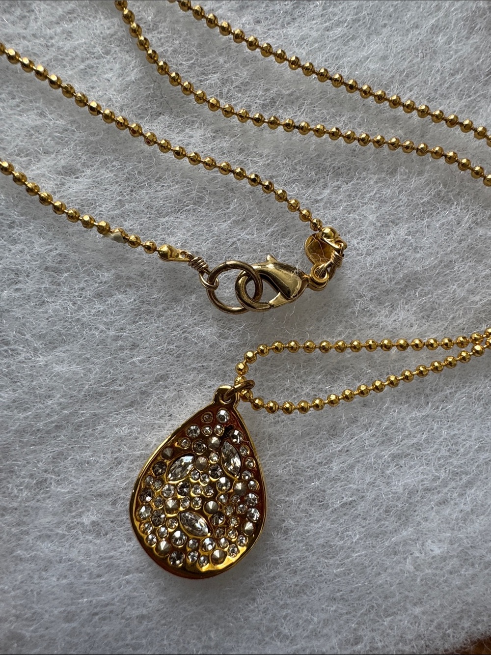 Gold Teardrop Crystal Pendant Necklace - Women Jewelry